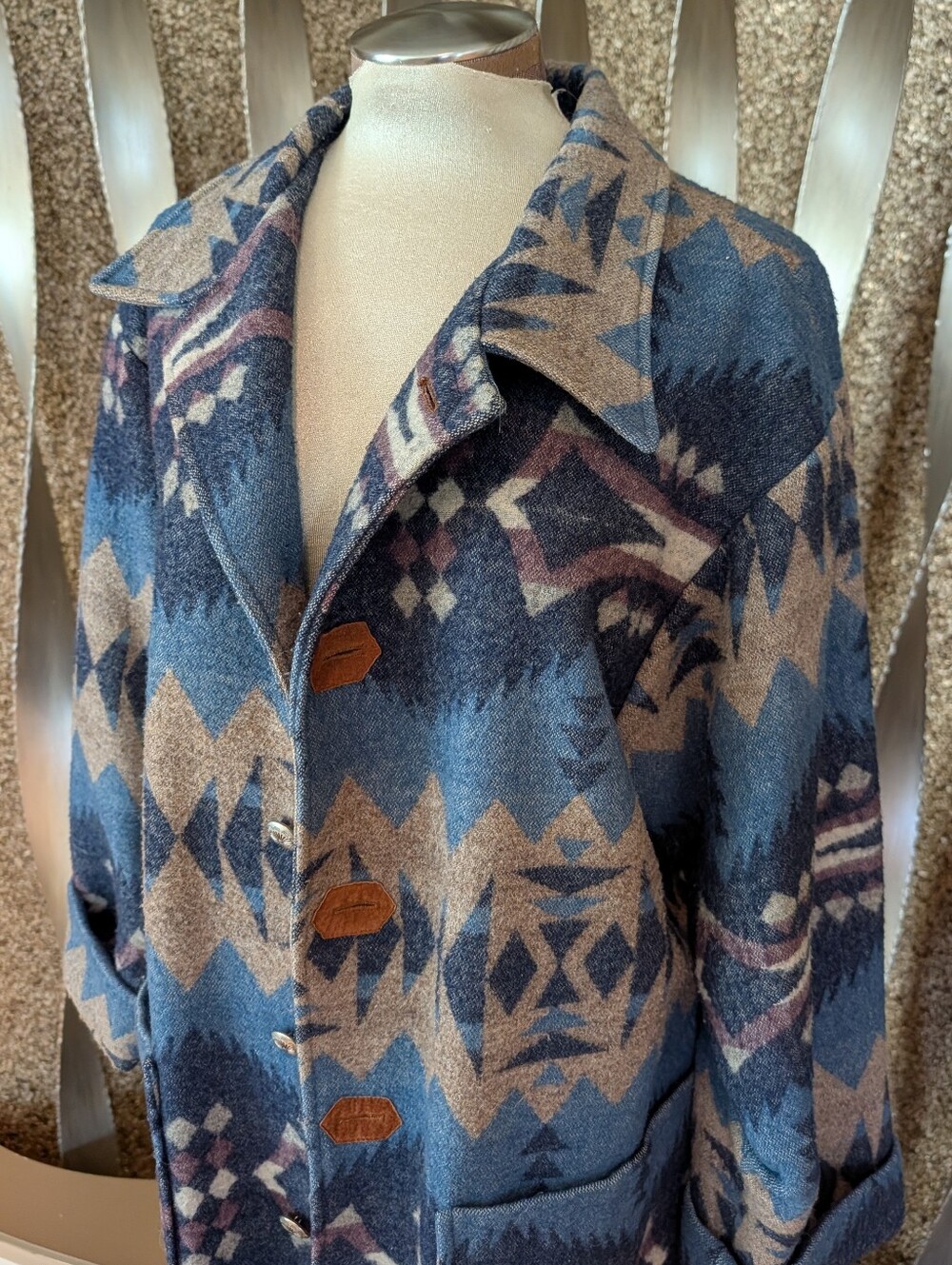 vintage TASHA POLIZZI blanket coat western M - Picture 3 of 13